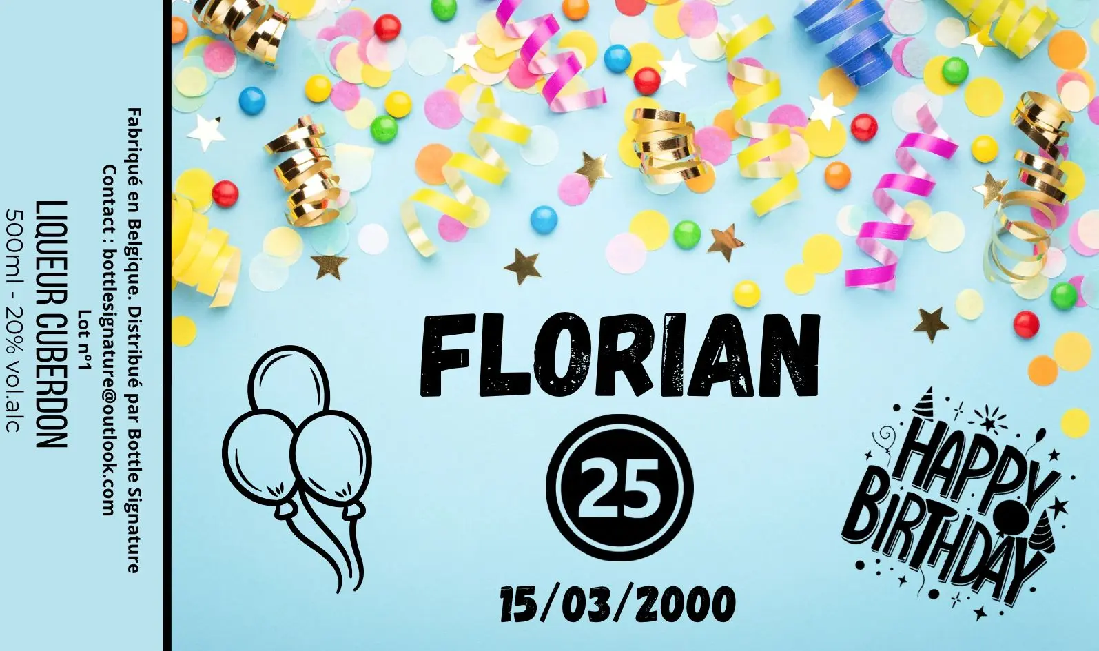 étiquette élégante de bouteille personnalisée joyaux anniversaire